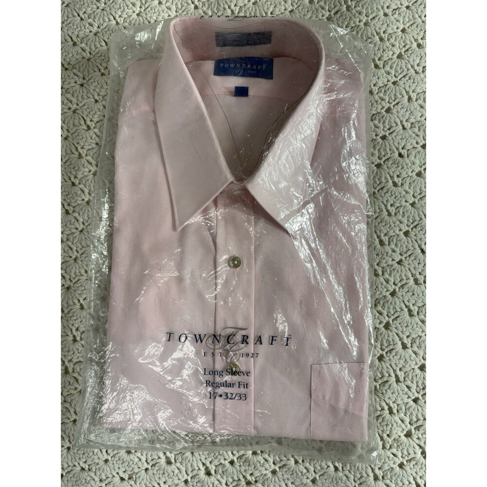 Towncraft Pink Long Sleeve Dress Shirt Men's 17 32/33 New Preppy Vintage NOS